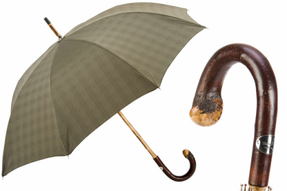 Chestnut Striped Umbrella with Knob End – Handmade Italian Classic