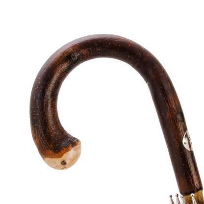 Chestnut Striped Umbrella with Knob End – Handmade Italian Classic