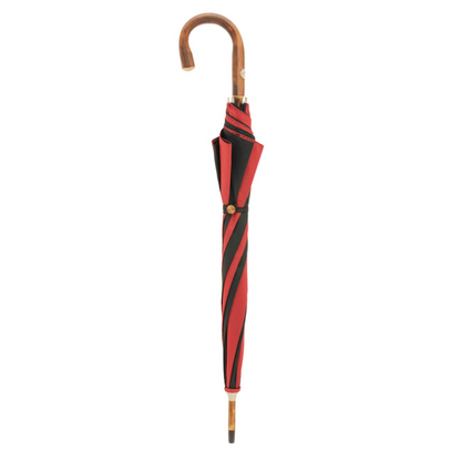 Solid Chestnut Red and Black Umbrella with One-Piece Handle