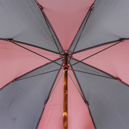 Solid Chestnut Red and Black Umbrella with One-Piece Handle