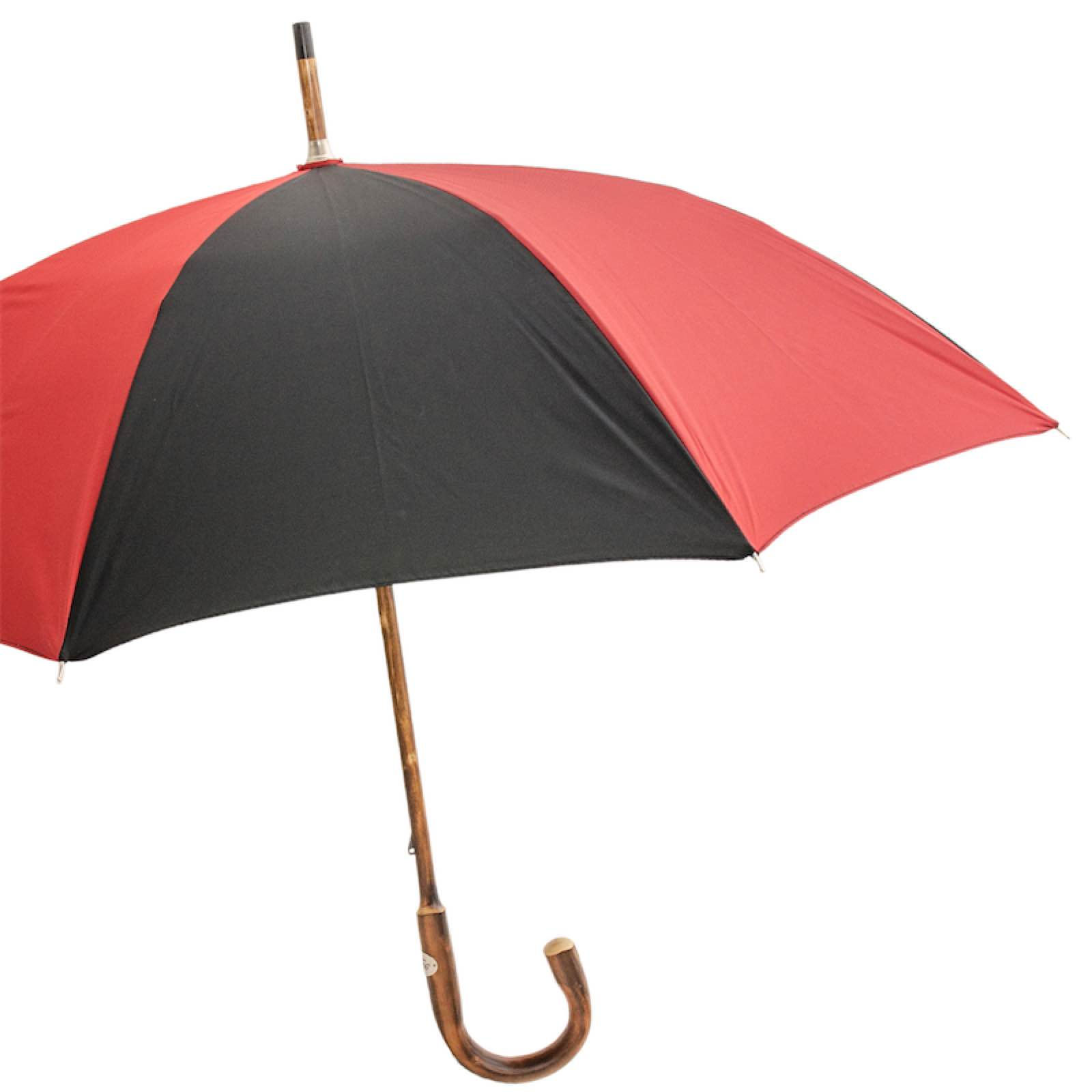 Solid Chestnut Red and Black Umbrella with One-Piece Handle