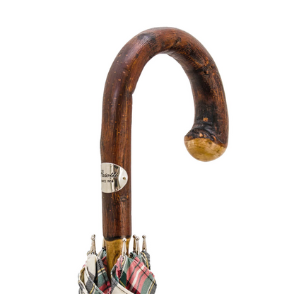 Umbrella Tartan Classico – Handmade Chestnut Handle, Italian Craft