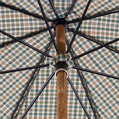 Mini Tartan Umbrella with One-Piece Ash Handle – Handmade in Italy