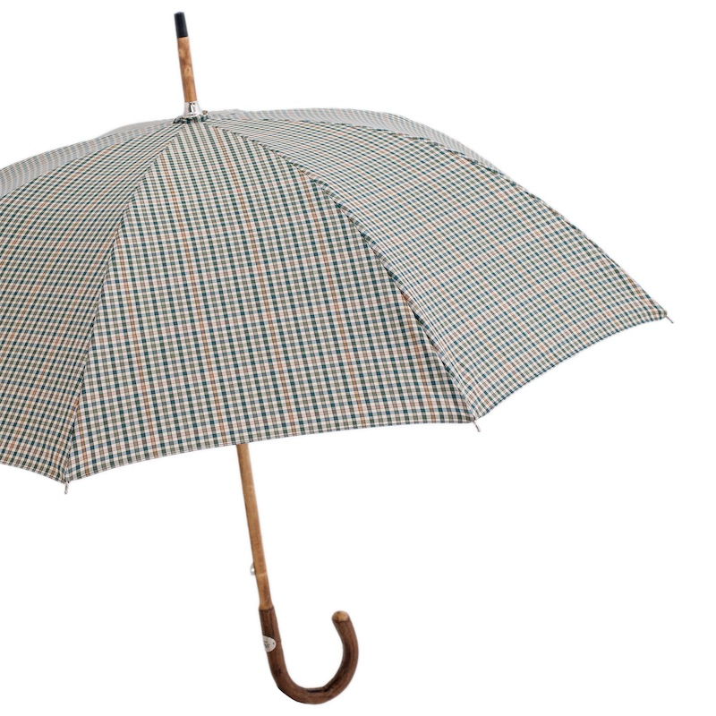 Mini Tartan Umbrella with One-Piece Ash Handle – Handmade in Italy