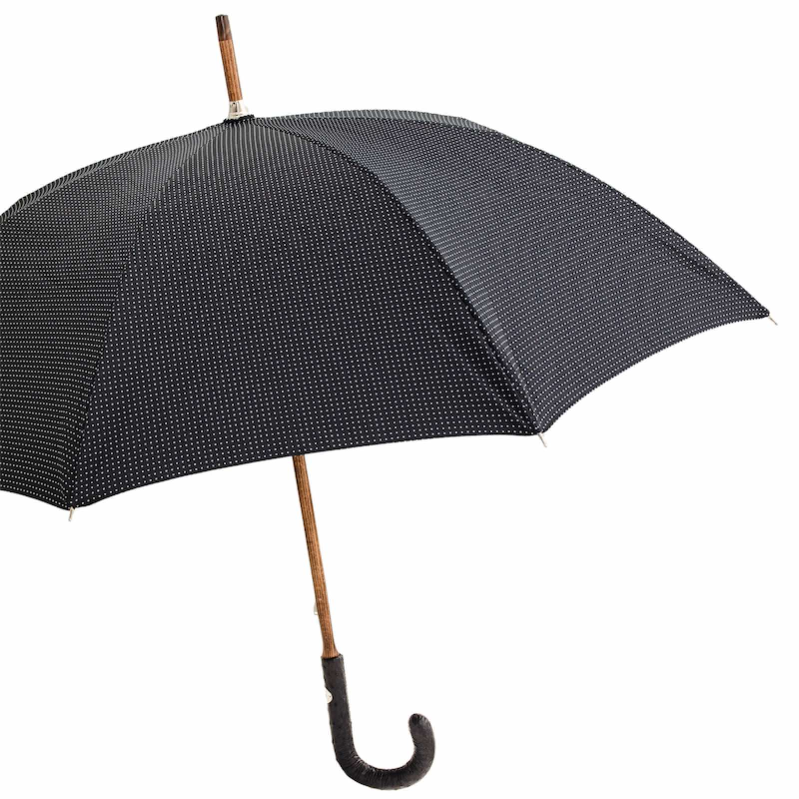 Umbrella Punto Bianco with Ostrich Leather Handle – Handmade in Italy