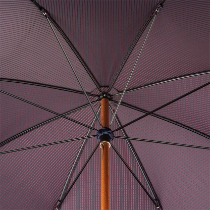 Bespoke Navy Umbrella with Red Dots and Leather Handle