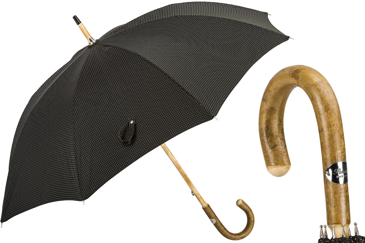 Solid Ash Umbrella with One-Piece Wooden Handle, Handmade in Italy