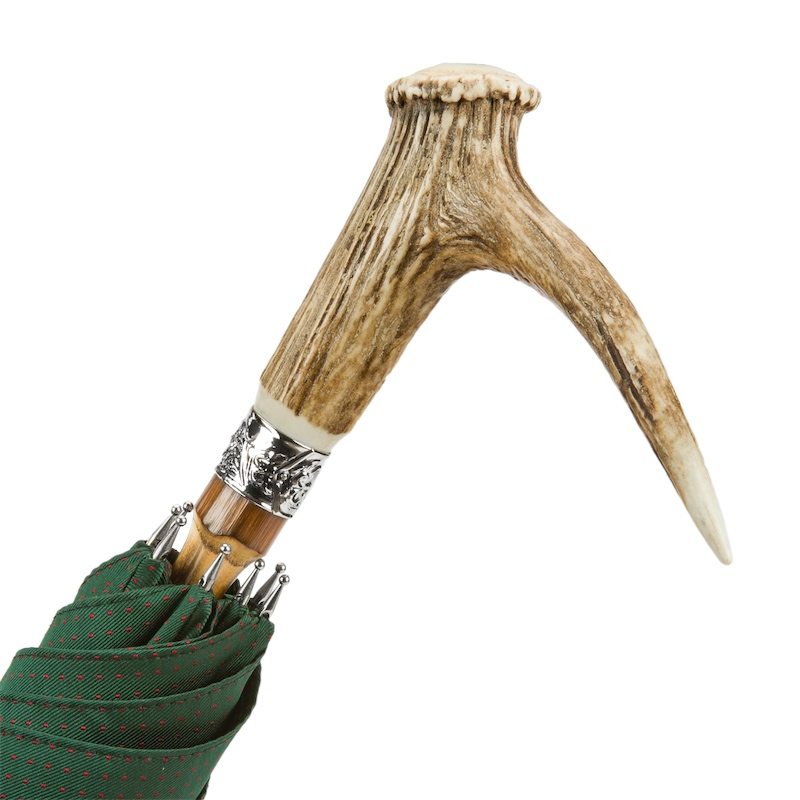 Deer Antler Umbrella with Wooden Shaft – Handmade in Italy