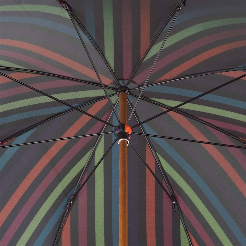 Luxury Designer Multicolor Stripes Umbrella with Leather Handle