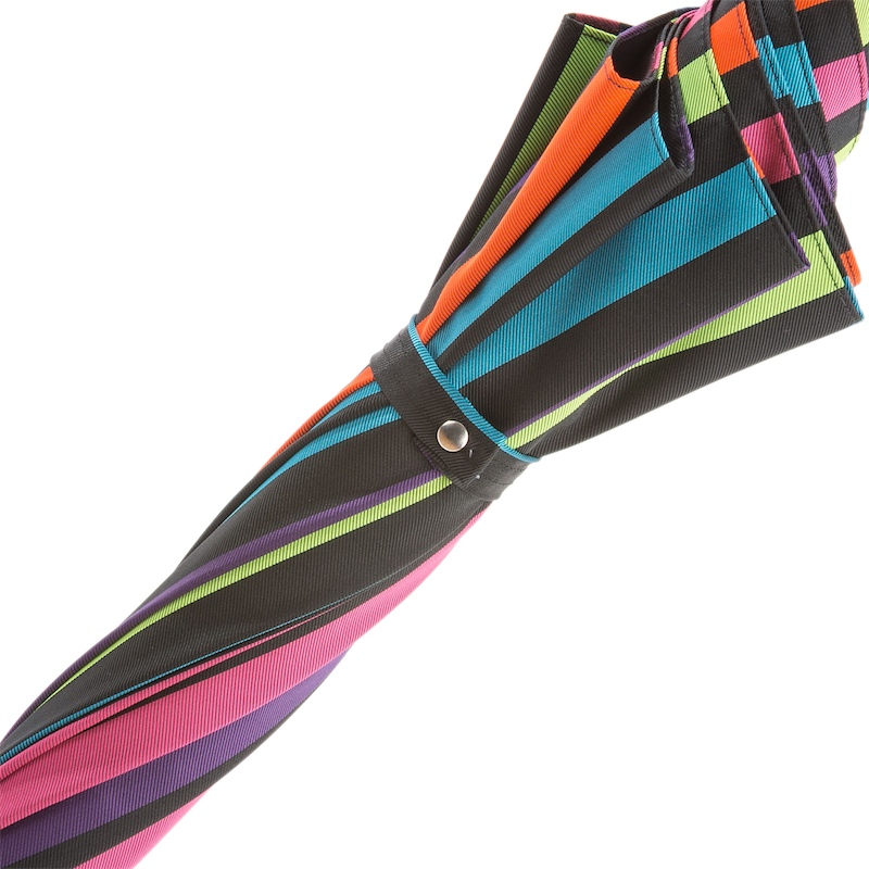 Luxury Designer Multicolor Stripes Umbrella with Leather Handle