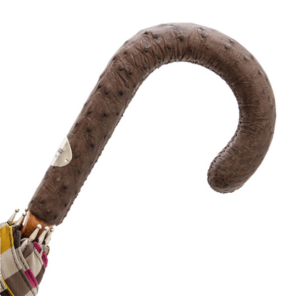 Striped Gentleman’s Umbrella with Genuine Ostrich Leather Handle