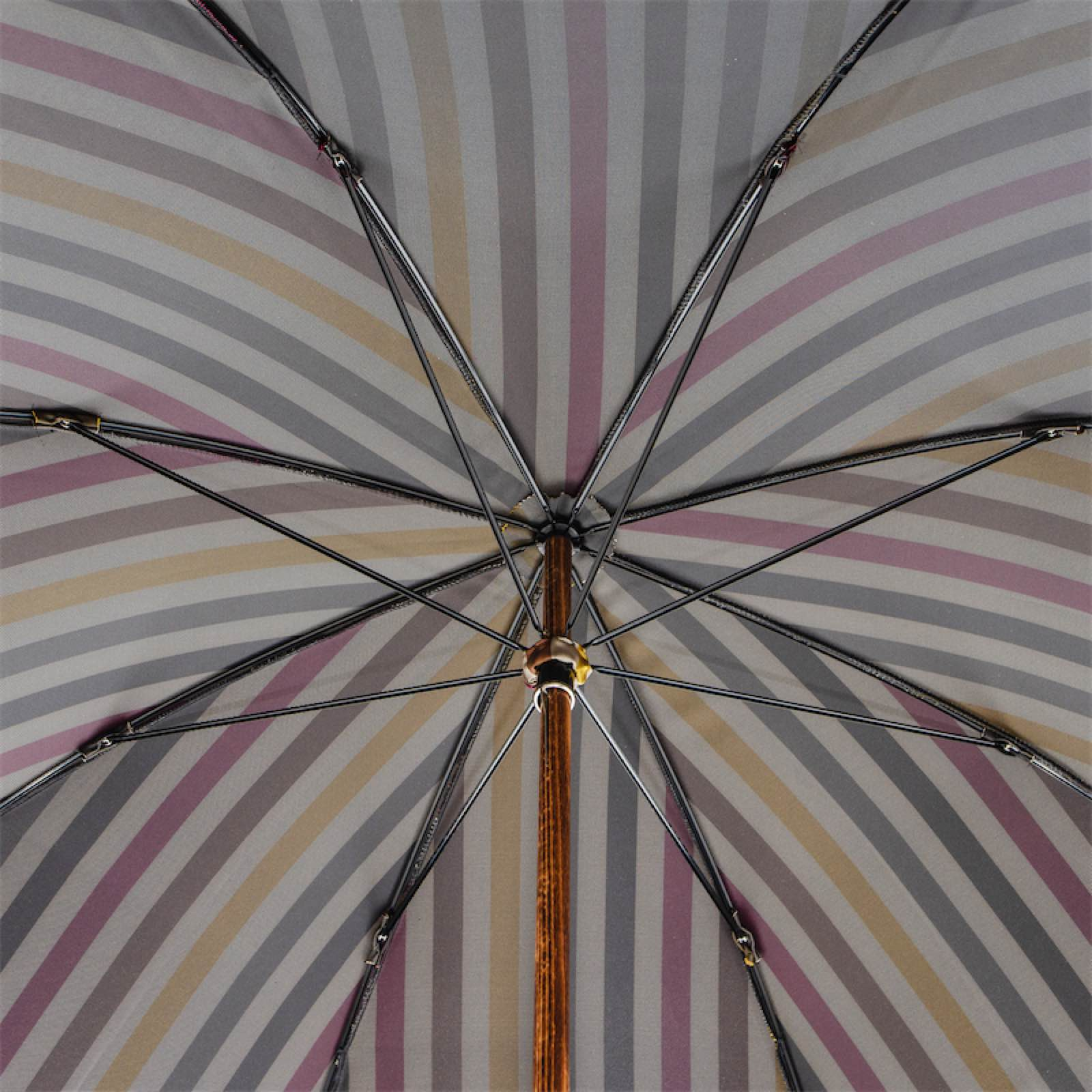 Striped Gentleman’s Umbrella with Genuine Ostrich Leather Handle
