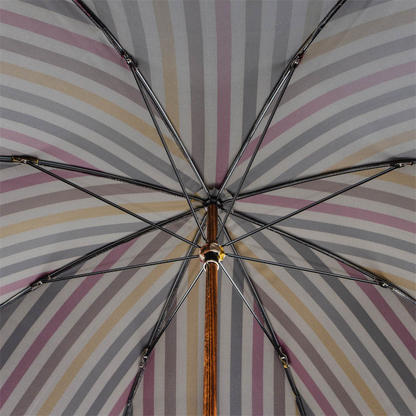Striped Gentleman’s Umbrella with Genuine Ostrich Leather Handle