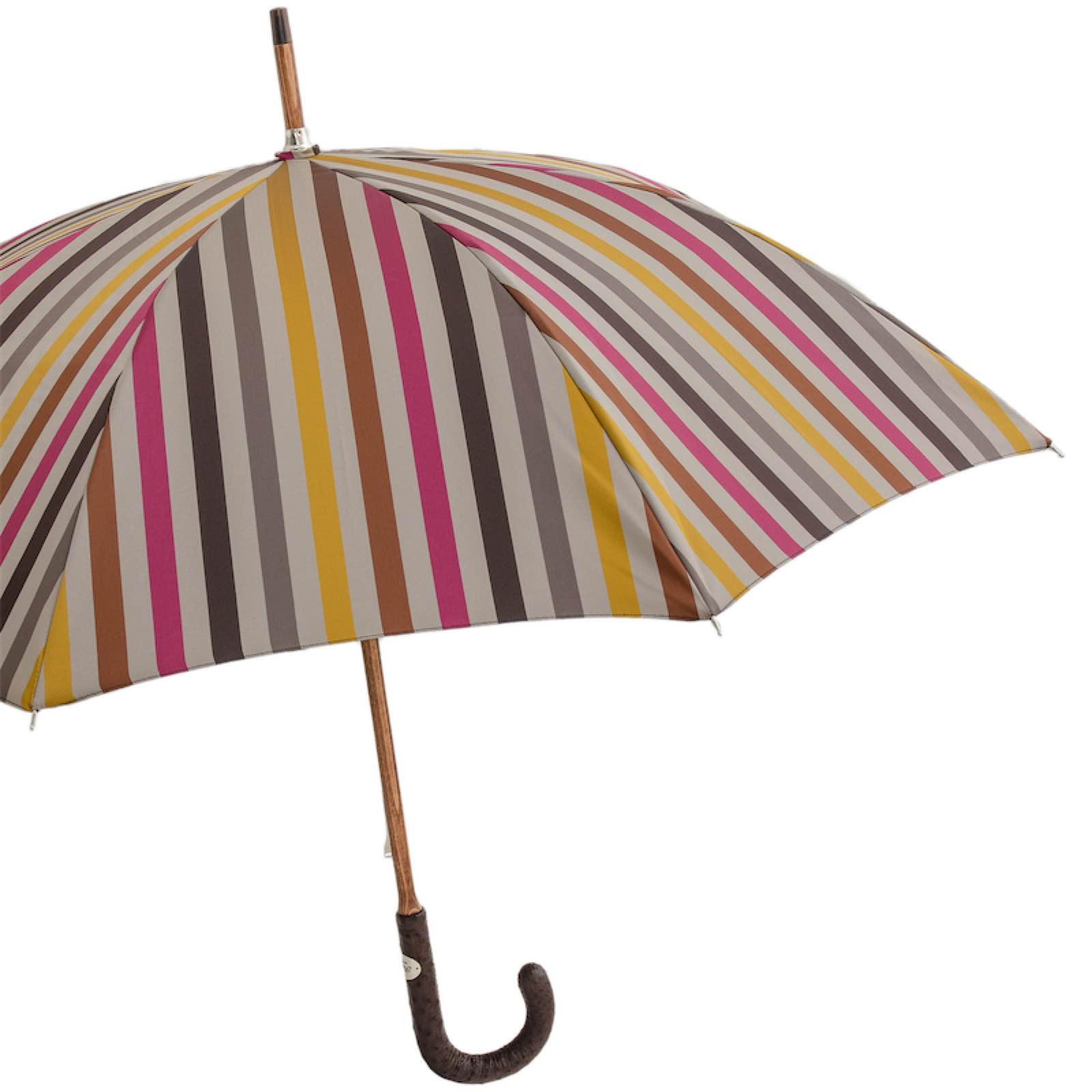 Striped Gentleman’s Umbrella with Genuine Ostrich Leather Handle
