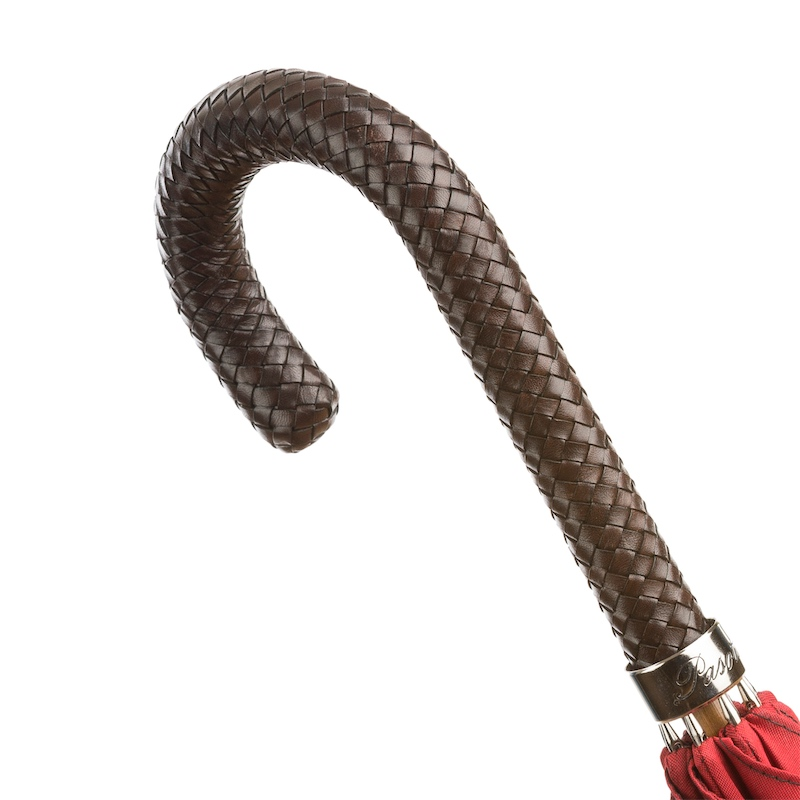 Luxury Gent’s Umbrella with Braided Leather Handle – Handmade in Italy