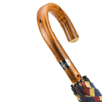 Large Striped Umbrella with Chestnut Handle – Handmade Italian Classic