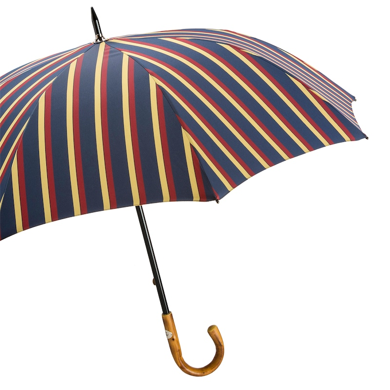 Large Striped Umbrella with Chestnut Handle – Handmade Italian Classic