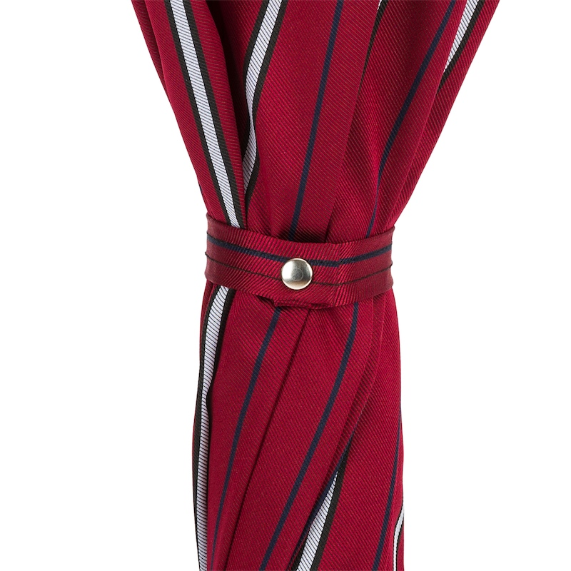 Large Striped Umbrella with Leather Handle – Handmade in Italy