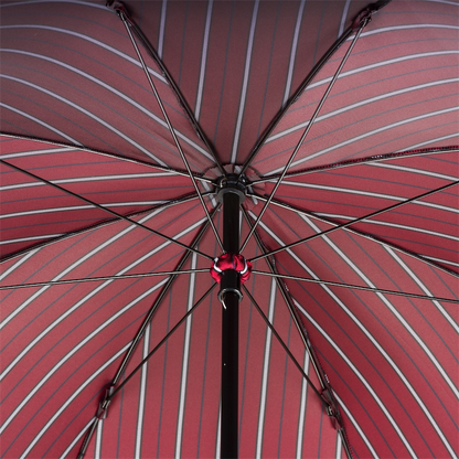 Large Striped Umbrella with Leather Handle – Handmade in Italy