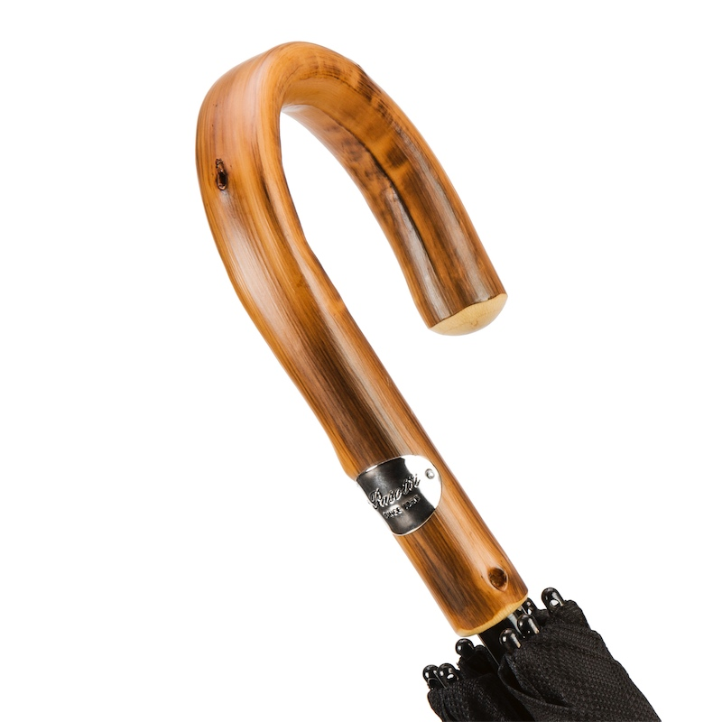 Chestnut Handle Extra Wide Canopy Black Minigalles Umbrella