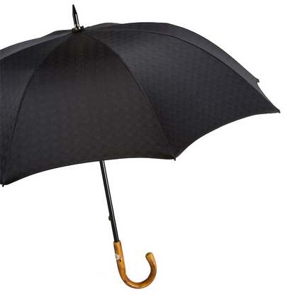 Chestnut Handle Extra Wide Canopy Black Minigalles Umbrella