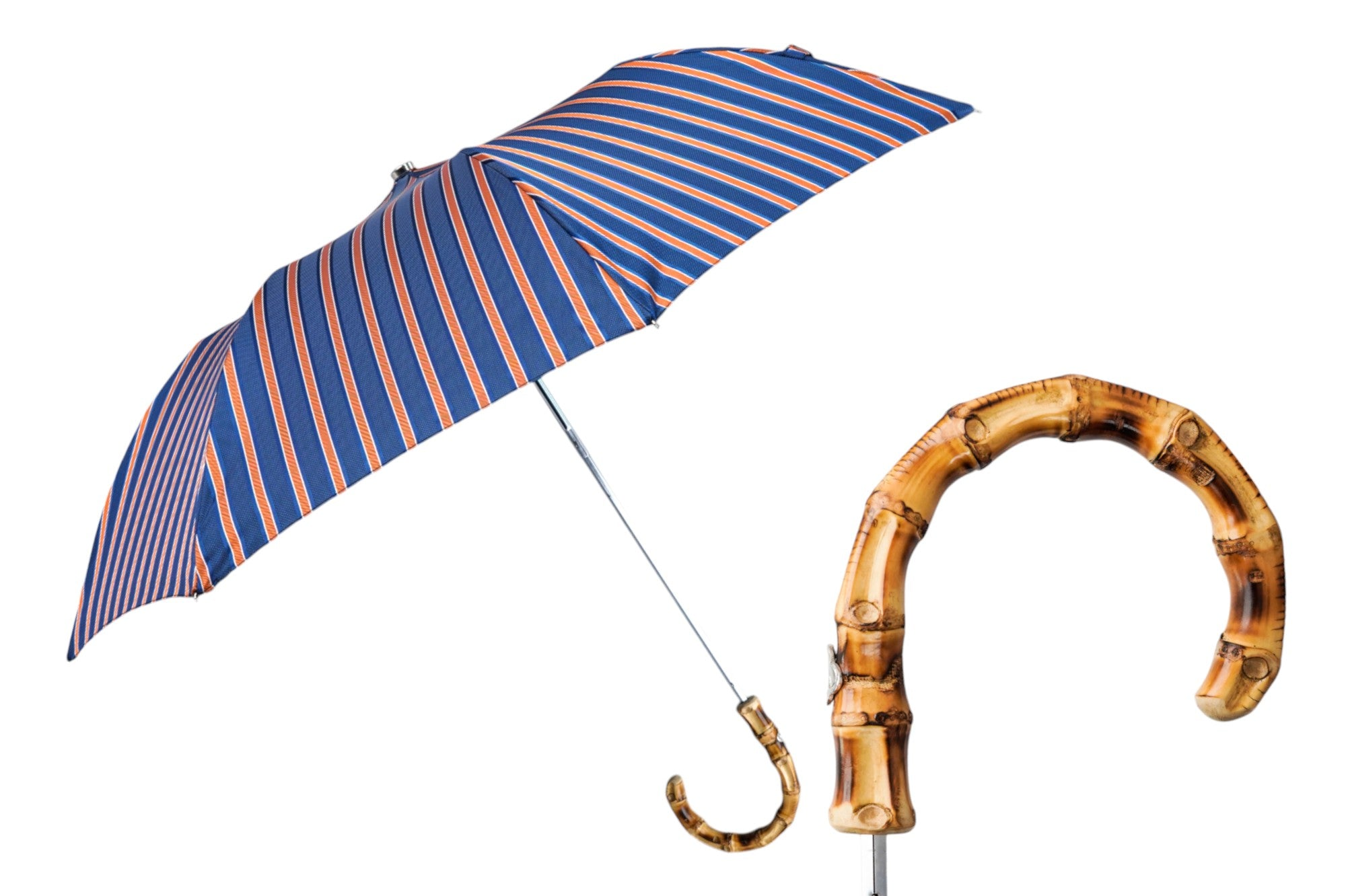Foldable Striped Umbrella with Bamboo Handle – Handmade in Italy