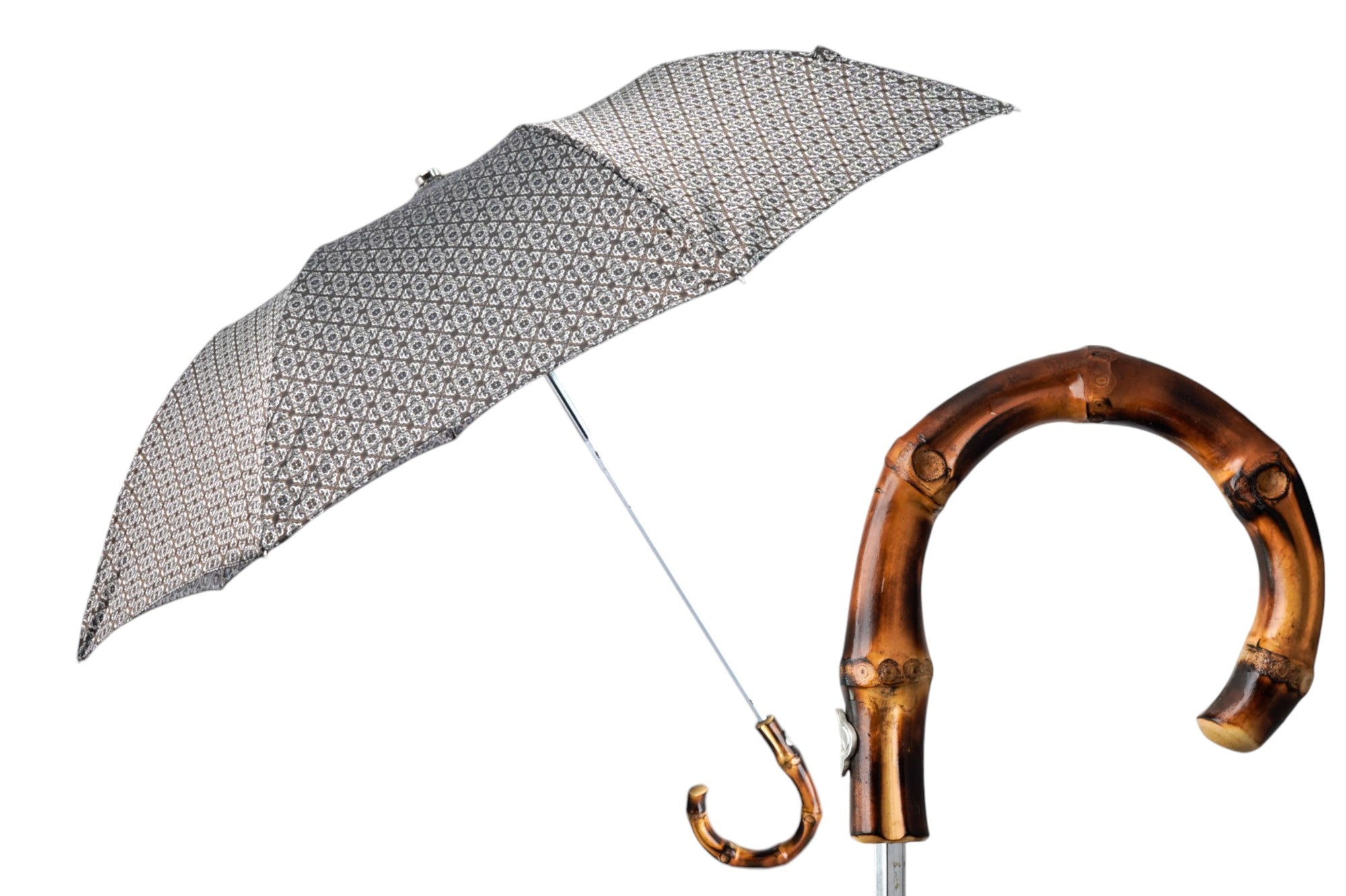Luxury Foldable Umbrella with Bamboo Handle – Handmade in Italy