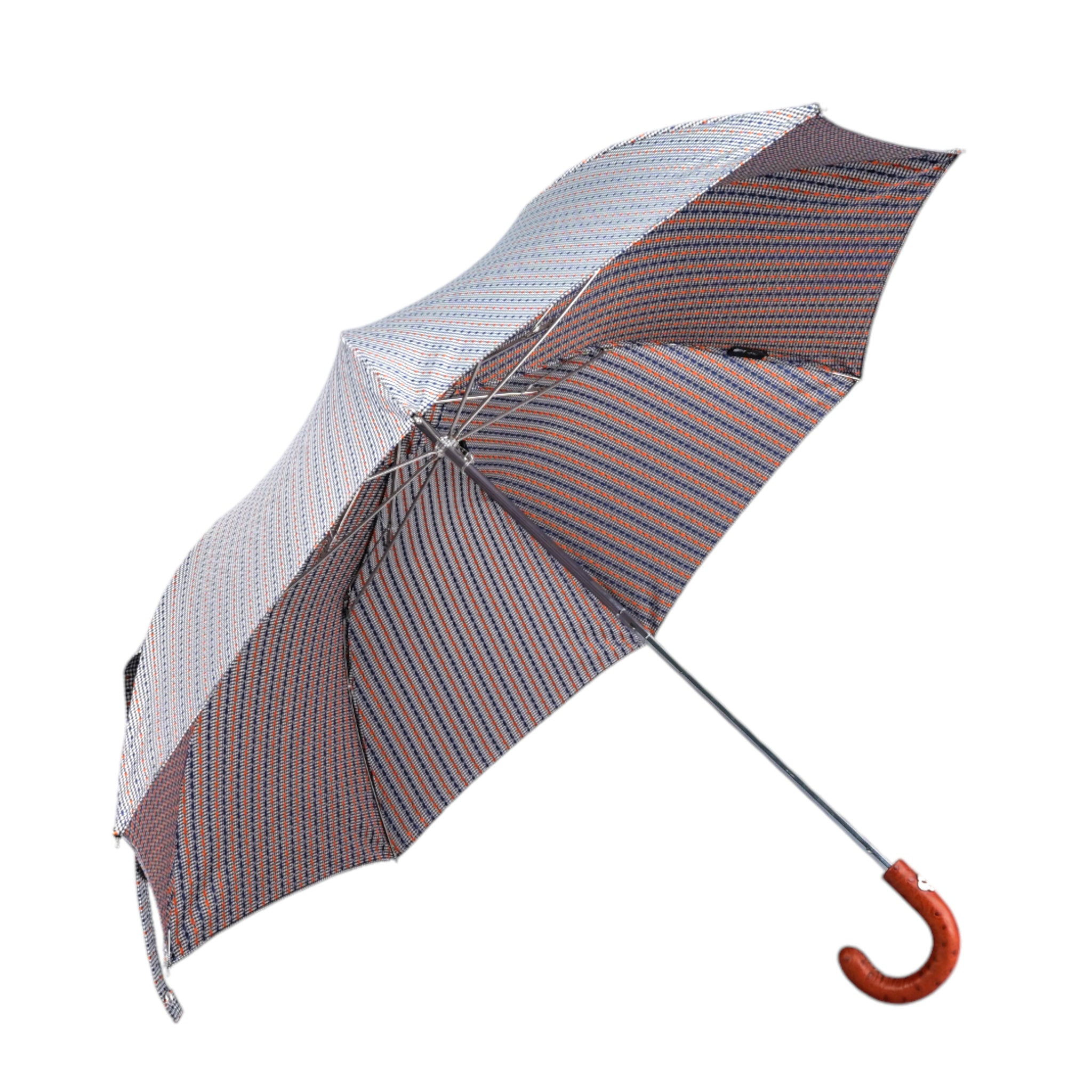 Polka Dot Jacquard Folding Umbrella with Hand-Curved Bamboo Handle