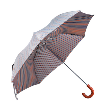 Polka Dot Jacquard Folding Umbrella with Hand-Curved Bamboo Handle