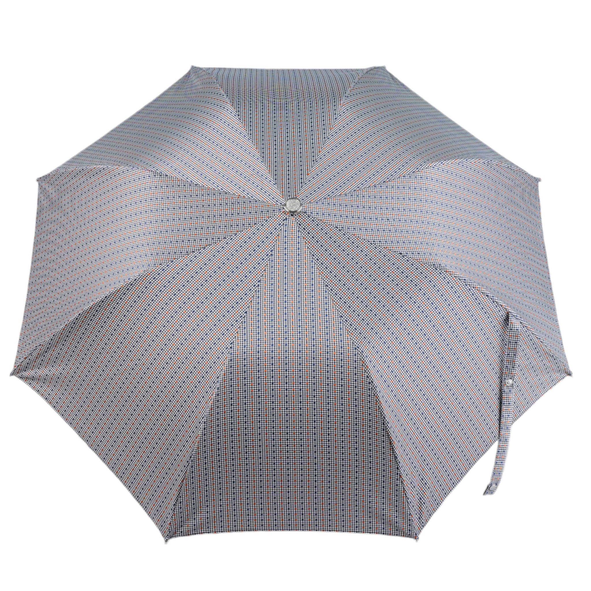 Polka Dot Jacquard Folding Umbrella with Hand-Curved Bamboo Handle