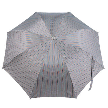 Polka Dot Jacquard Folding Umbrella with Hand-Curved Bamboo Handle