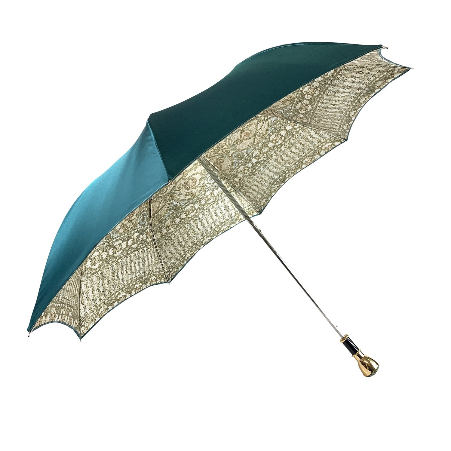 Baroque and Turquoise Deluxe Umbrella with Emerald Crystal Handle