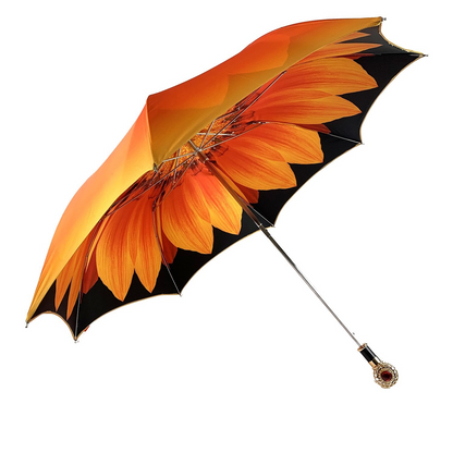 Luxury Sunflower Umbrella with 24K Gold-Plated Brass Handle