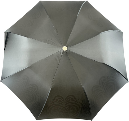 Black and White Damask Umbrella with 925 Silver-Plated Handle