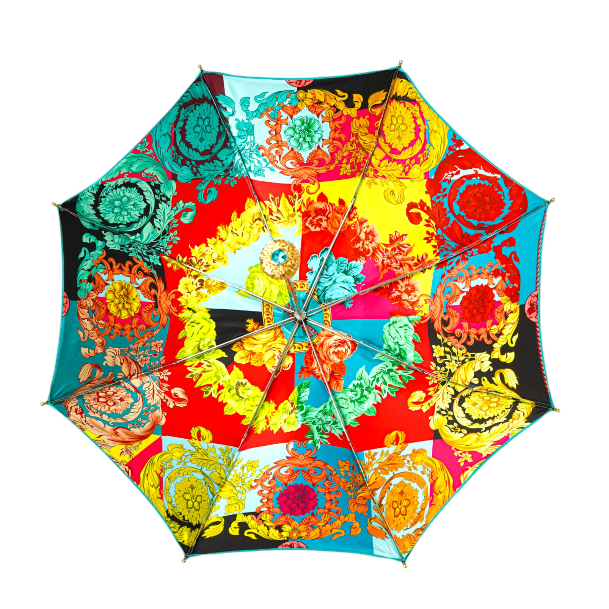 Turquoise Deluxe Women's Umbrella – 24K Goldplated Handle