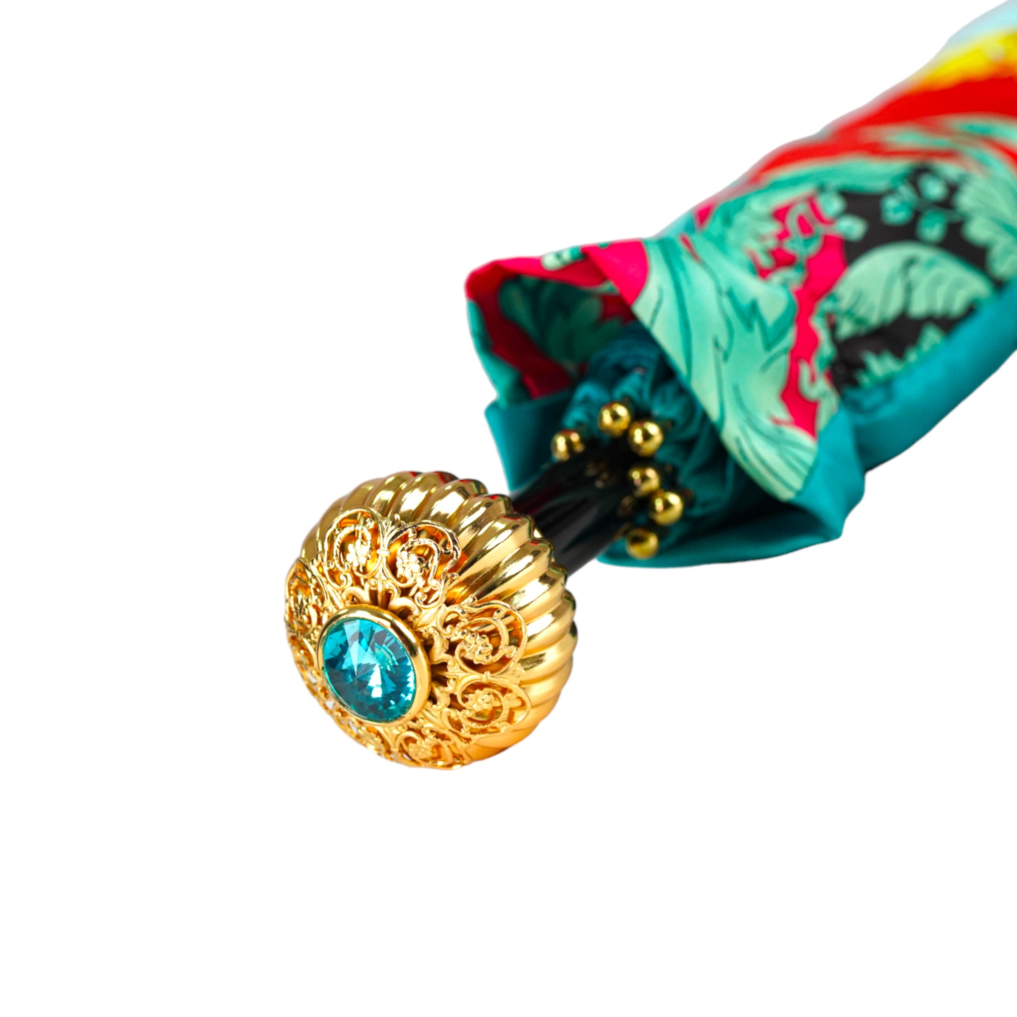 Turquoise Deluxe Women's Umbrella – 24K Goldplated Handle