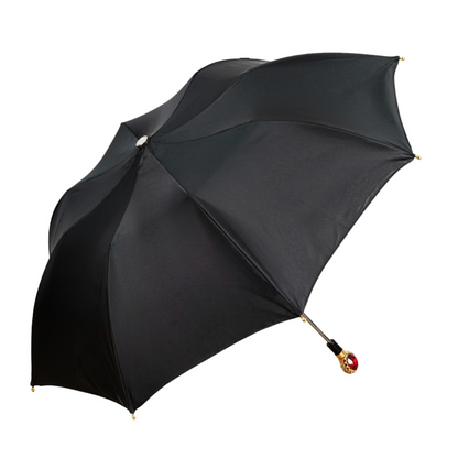 Glamour Black and Red Deluxe Women's Umbrella with Crystal Handle