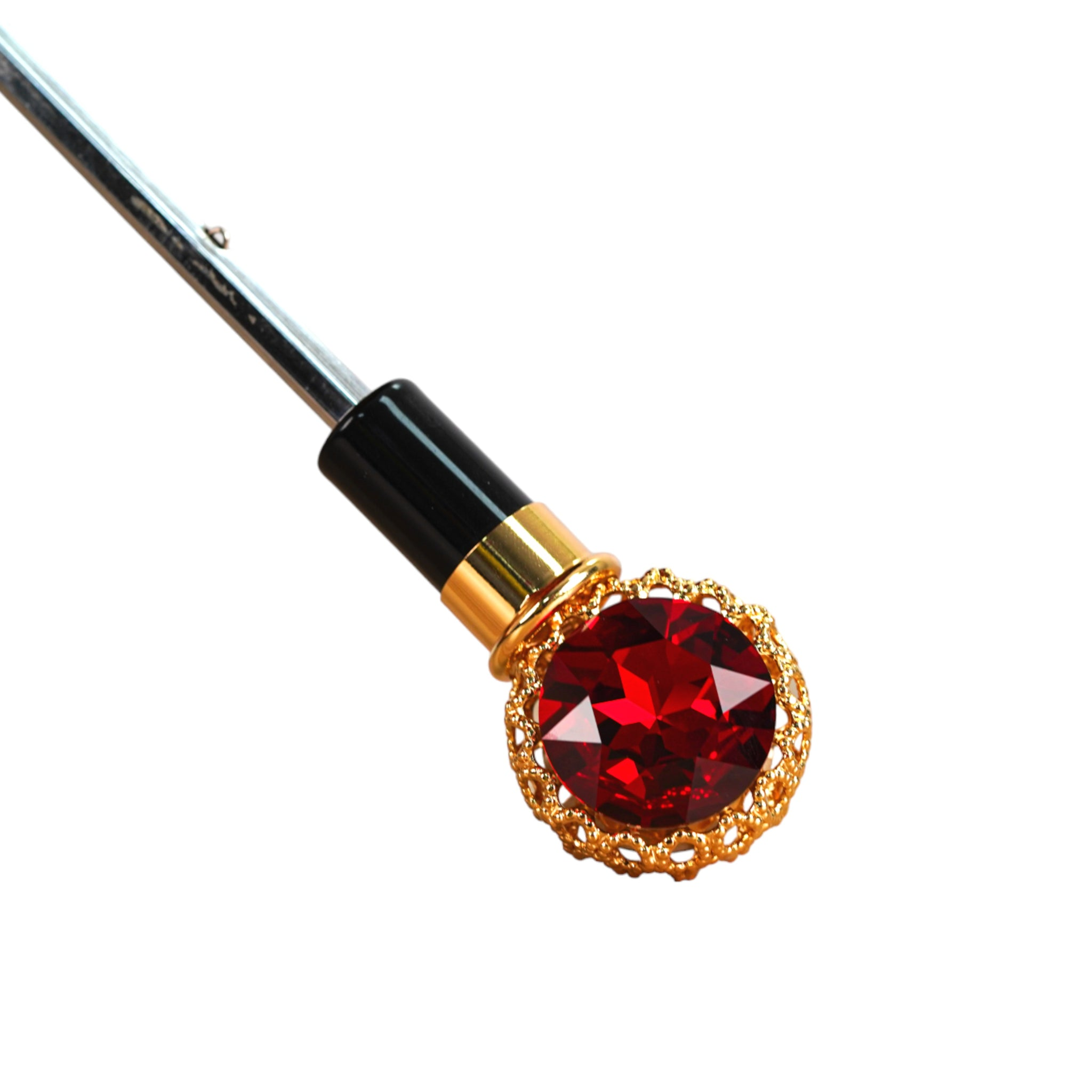 Glamour Black and Red Deluxe Women's Umbrella with Crystal Handle