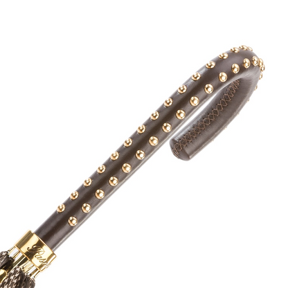 Luxury Umbrella with Studded Leather Handle – Handmade in Italy
