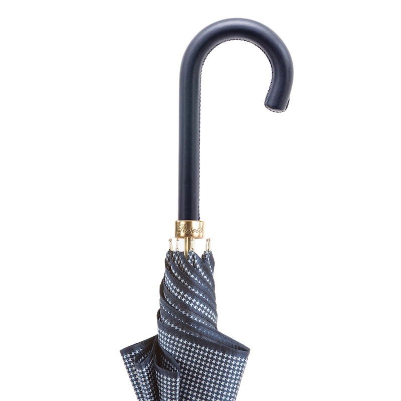 Navy Luxury Umbrella – Automatic Opening with Leather Handle