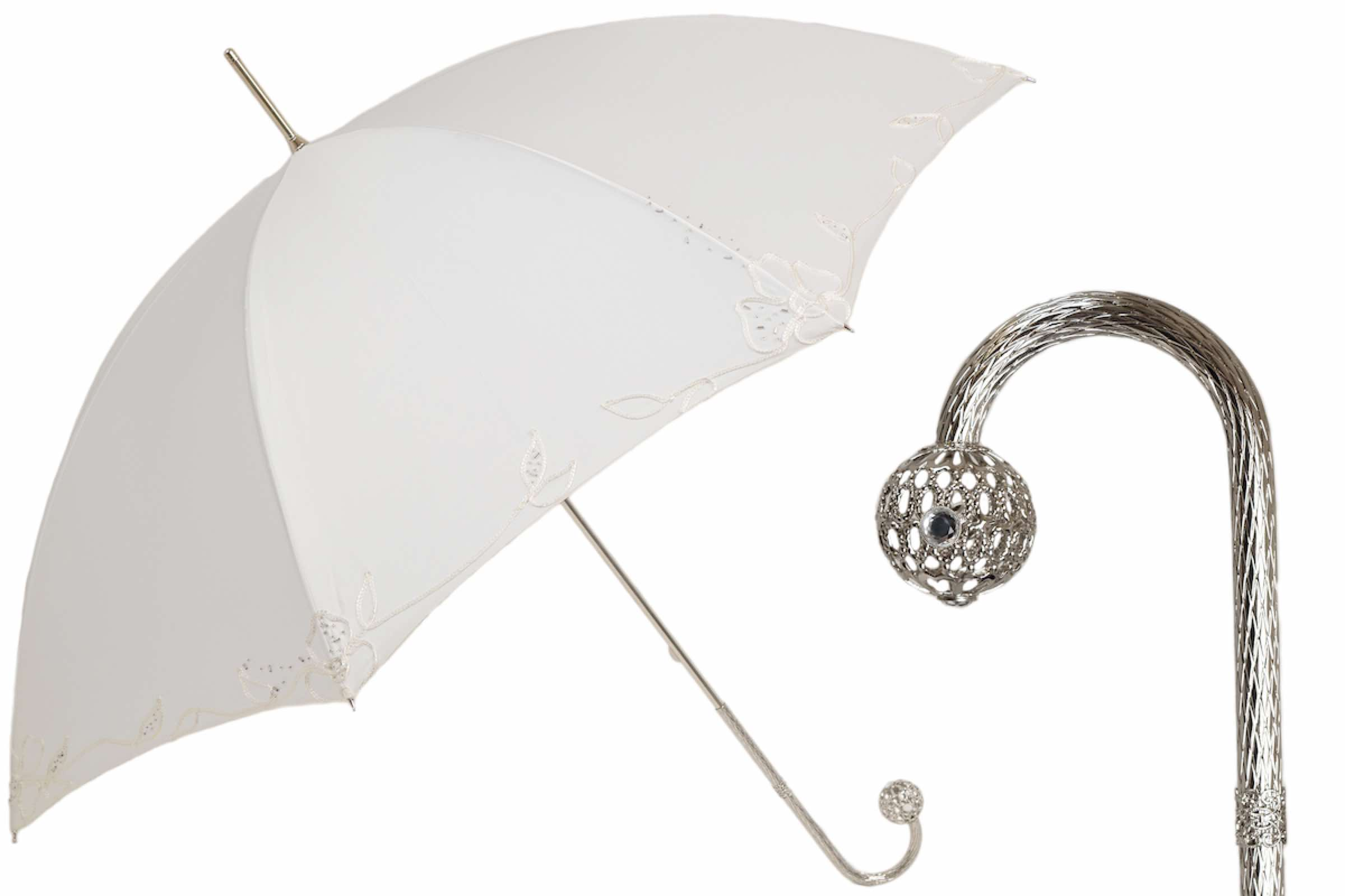 Luxury Bridal Jeweled Brass Handle Umbrella – Manual Opening
