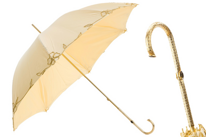 Brass Handle Ivory Woman’s Decorated Umbrella – Manual Opening