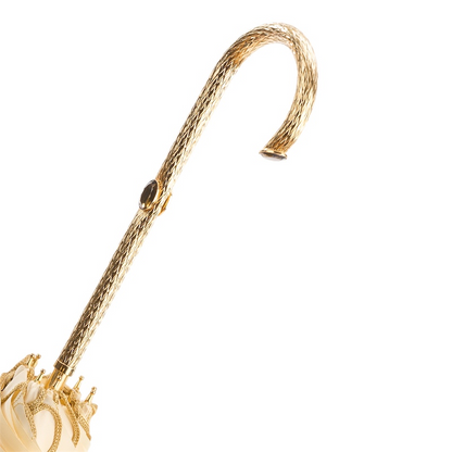 Brass Handle Ivory Woman’s Decorated Umbrella – Manual Opening