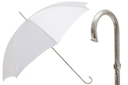 Elegant Wedding Double Cloth Umbrella with White Pearls
