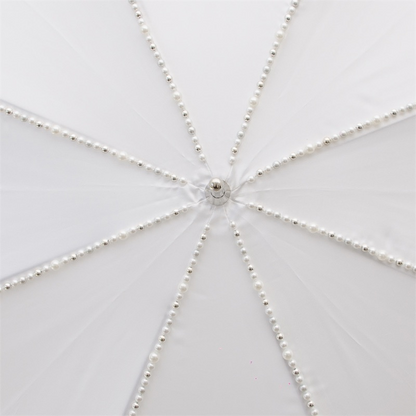 Elegant Wedding Double Cloth Umbrella with White Pearls