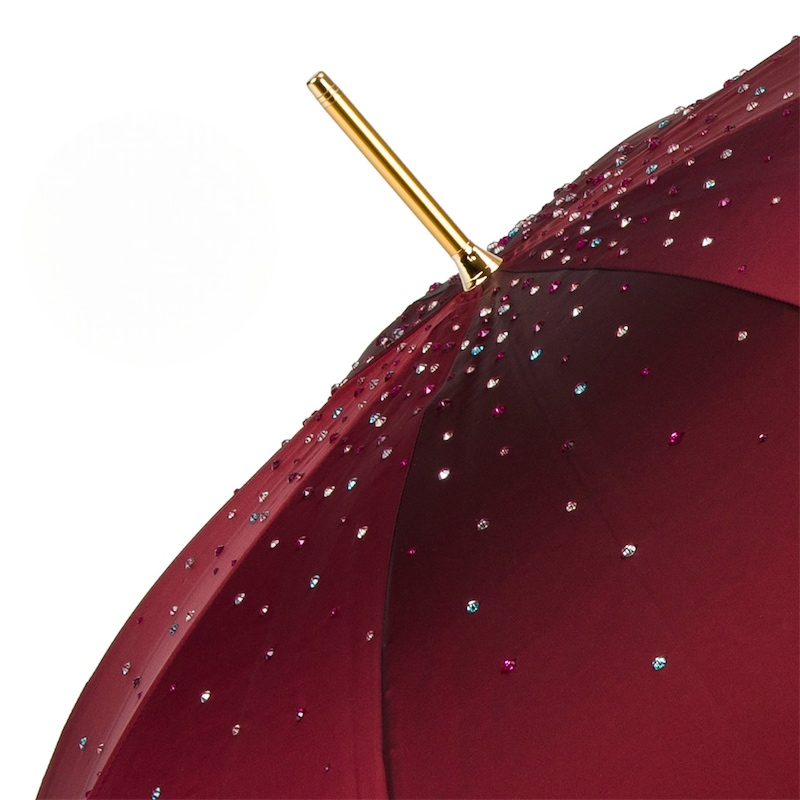 Designer Burgundy Swarovski Double Cloth Umbrella