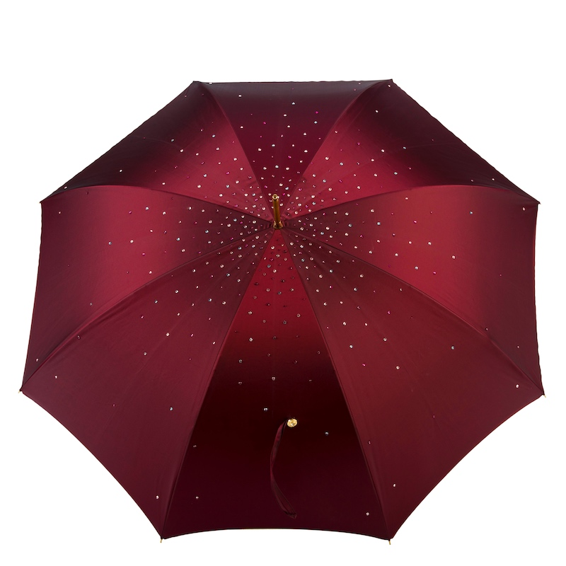 Designer Burgundy Swarovski Double Cloth Umbrella