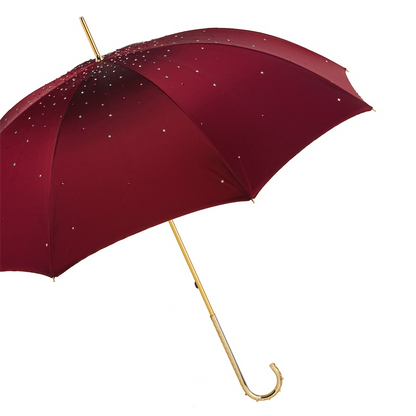 Designer Burgundy Swarovski Double Cloth Umbrella