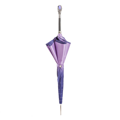 Purple Gem Handle Swarovski Double Cloth Umbrella