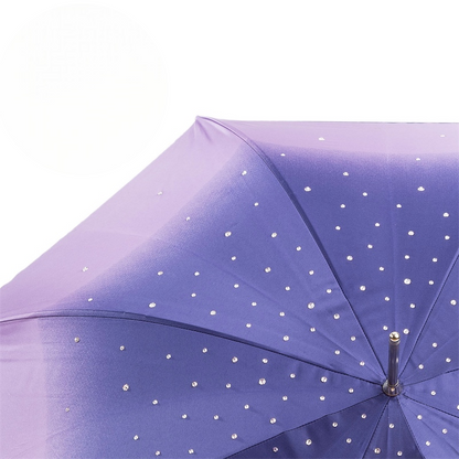 Purple Gem Handle Swarovski Double Cloth Umbrella